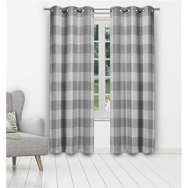 Blackout 365 Blackout 365 AARO 16150D=12 Grommet Curtains - Window Curtain Panel Set - Buffalo Plaid Gingham Checkered - 2 Panels - 37"W x 96"L - Grey AARO 16150D=12
